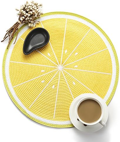 Amazon Ppランチョンマットカスタム滑り止め断熱材ニットレストランwesternプレイスマットフルーツコースターaホテル食器マット イエロー エプロン キッチンファブリック オンライン通販