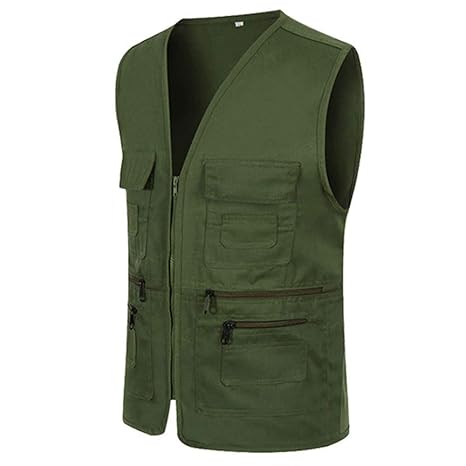 UJUNAOR Männer Ärmellose Cargo Jacke Multi-Pocket-Jackenmantel für Herren