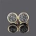 JAB 8mm Round Black Color Natural Agate Titanium Druzy Stud Earrings Gold Plated Druzy Jewelry