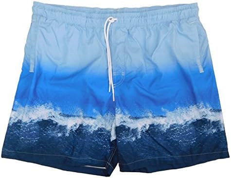 Big Mens Blue Ocean Waves Board Shorts Swim Trunks 2X