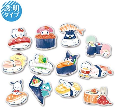 Amazon Co Jp 全12種セット サンリオ お寿司シリーズ 透明 豪華セット まとめ買い キャラクターステッカー イラスト インバウンド お土産 ライセンス商品 Sanosset02 Gs 公式グッズ ホビー 通販