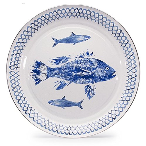 Golden Rabbit Clambake 20" Round Serving Platters Serving Tray Beach Party Enamelware Beach Decor Nautical Décor Camping Cookware Fish Decor - Thumbnail 2