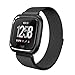 SWEES Milanese Bands with Protective Bumper Case Compatibe Fitbit Versa Smart Watch, Stainless Steel Metal Mesh Magnetic Replacement Band Women Men Small Large, Black, Silver