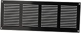 EUROPLAST 400x150mm Black Metal Air Vent Grille Cover with Insect Mesh
