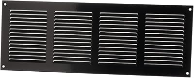 EUROPLAST 400x150mm Black Metal Air Vent Grille Cover with Insect Mesh