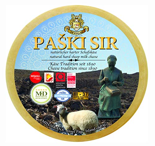 Ganzer Laib Zertifizierter Pag Käse - Paski Sir Schafskäse ca. 2200g Hartkäse Schaf aus Dalmatien mit Meersalz aus der…