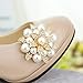 Casualfashion 2Pcs Fashion Rhinestones Pearls Flowers Crystals Wedding Party Shoe Clips (Gold)