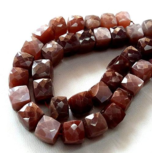 LOVEKUSH 50% Off Edelsteen Sieraden Chocolade Maansteen facetkralen, kubus vormige kralen, facetkubus, Maat - 8 mm tot 9… - Afbeelding 3