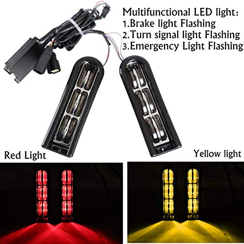 AUFER (2020 Upgrade Ordinary Black Rear Saddlebag LED Light/Rear Fender Light,LED Run/Brake/Turn/Emergency Lamps for Touring FLHTCU/L Electra Glide FLHTK/L Road King Road Glide FLTRUSE CVO 2014-2020