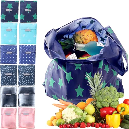 12PIEZAS Bolsas de la Compra Ecológicas, Bolsas de la Compra Portátiles Gran Capacidad Colsas Impermeables Bolsas de la Compra Plegables Supermercado