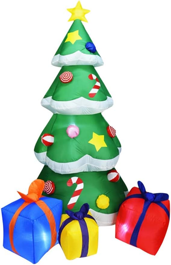 Dbtxwd Lighted Christmas Inflatable Green Tree 7 Foot Tall with