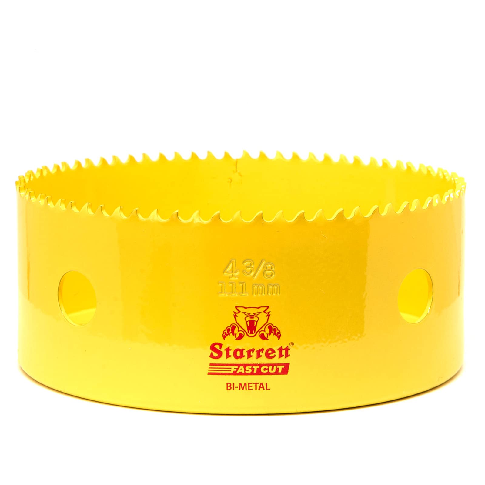 Starrett HSS Bi-Metal Hole Saw - FCH0438 Fast Cut Extra Cobalt Hole Saw - For Stainless Mild Sheet Wood Plastic Various Materials - 111mm