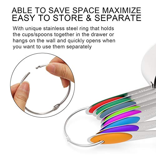 image for Measuring Cups & Spoons Set of 16 - Wildone Premium Stainless Steel Me