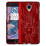 Cruzerlite OnePlus 3 / 3t Case, Bugdroid Circuit TPU Case for OnePlus Three / OnePlus 3/3T - Retail Packaging - Red