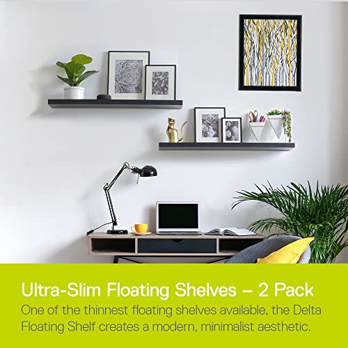 2Pack Floating Shelves 36" x 8" x 1", Black Reforested Natural Wood