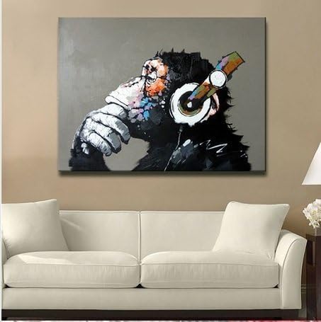 Modern Gorilla Monkey Music Oil Painting Wall Painting Canvas Painting Home Decor Oil on Canvas 24x24 inches