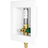 EFIELD Pex Pre-Assembled Ice Maker Outlet Box, 1/2-Inch Pex F1807 Crimp with Installed 1/4-Turn Ball Valve, White (Stainless 