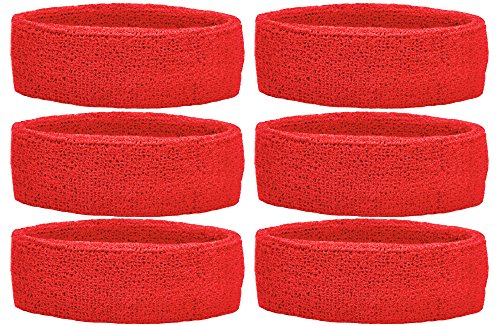 Unique sports team headbands (pack of 6), red