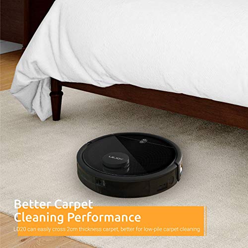 LeJoy LD20 Verbundener lasergeführter Staubsauger Roboter und Mop-Reiniger,2400Pa leistungsstarker Sauger, App & Alexa Sprachsteuerung,mehrere Reinigungsmodi für Tierhaare,Teppich,Hartboden (schwarz)