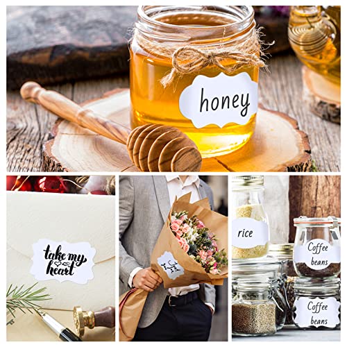 Koogel White Stickers Labels, 510PCS Jar Gift Stickers 2 x 3 Inch Fancy Shape Blank Tags for Food Jar Canning Holiday Gift Essential Oil Bottles