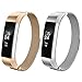 AIUNIT Fitbit Alta Bands, Alta HR Milanese Loop Stainless Steel Metal Replacement Accessories Wristband Strap with Magnet Lock for Fitbit Alta HR and Fitbit Alta - 2pack Silver+Rose Gold (No Tracker)