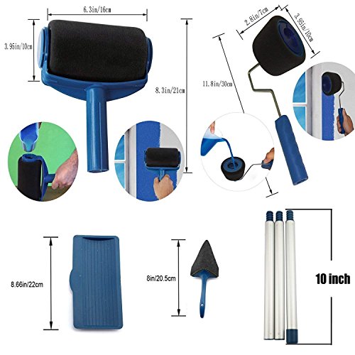 6 Pcs/Set Paint Roller Runner Brush Handle Tool,Flocked Edger Room Wall Printing for Home Office Room Multifunction Roller Paint Brush in Just Minutes - Thumbnail 4