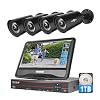 Hiseeu 5MP Wired Security Camera System with 10″ Monitor, 8CH DVR Security System,1TB Hard Drive, 4Pcs 5MP Indoor-Outdoor Security Camera, Face&Human Detect, No Monthly Fee, Super HD Day/Night Vision