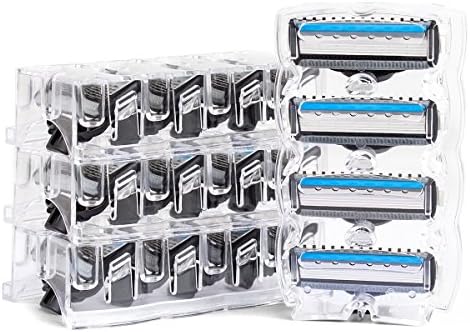 QSHAVE X5 Blade (5-Blade) Razor Refills/ Cartridges with Trimmer Fit QSHAVE Blue Series Razor (16 Cartridges)