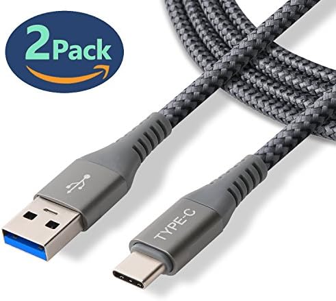 USB C Cable, STELECH USB C to USB A Cable 2Pack 6Ft Nylon Braided Fast Charger Cord (USB 3.0) for LG G6 G5 V20, Nintendo Switch, Google Pixel, Nexus 6P 5X, HTC 10 U11, Samsung Galaxy S8 Plus (Grey)