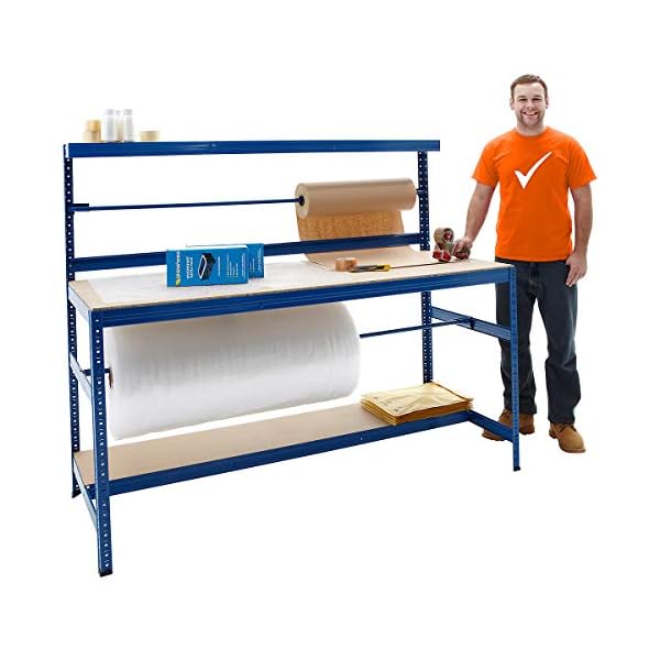 Verpackungsstation | Packtisch | Tragkraft 300 kg | HxBxT 1500 x 1800 x 750 mm | Unkomplizierte Steckmontage | Werktisch… – Bild 5