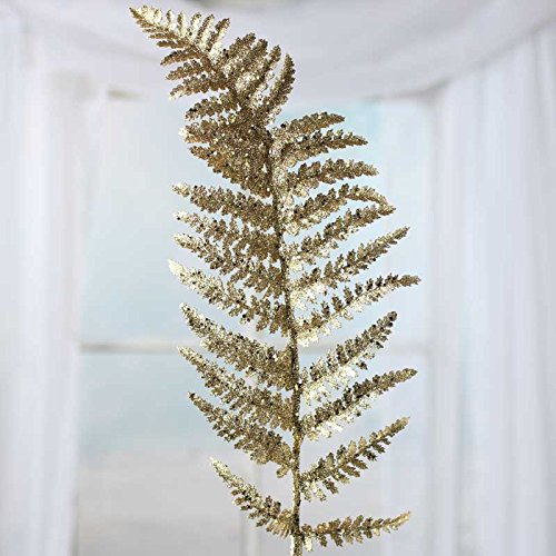 Factory Direct Craft Set of 2 Metallic Gold Sparkling Artificial Fern Sprays for Arranging, Crafting and Embellishing