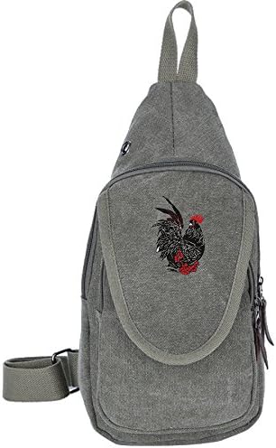 Canvas Chest Unbalance Shoulder Sling Bag, Rooster Outdoor Activities Shoulder Backpack Rucksack For Men Women