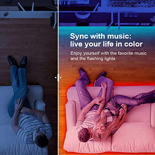 GUPUP 50 FT LED Strip Lights,Bluetooth LED Lights for Bedroom, Color