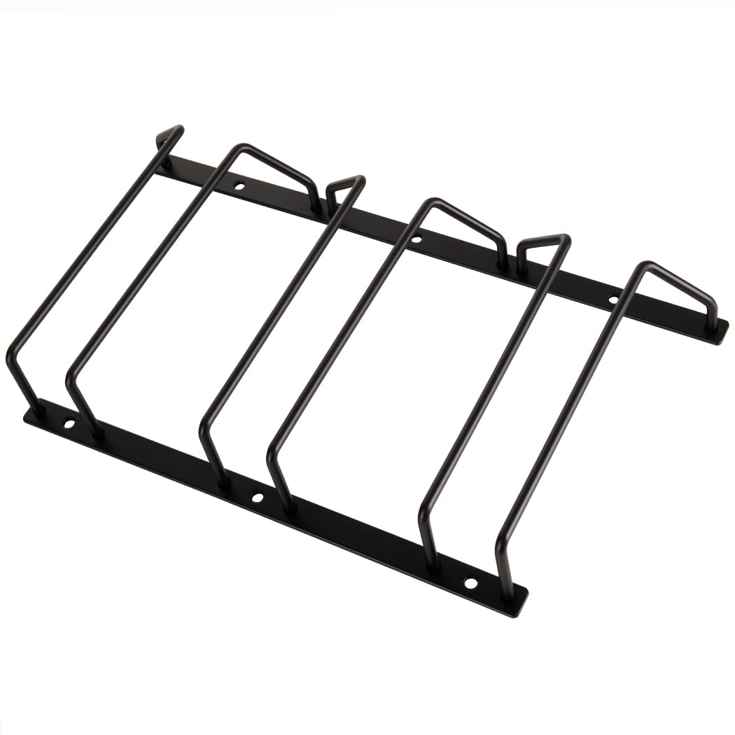 Dianoo 18cm Black Wine Glass Rack Under Cabinet, Hanging Stemware Holder For Bar Dining Room, 3 Rows