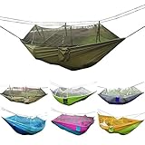 Camping Hammock, Rusee Mosquito Net Outdoor Hammock Travel Bed Lightweight Parachute Fabric Double Hammock For Indoor, Camping, Hiking, Backpacking, Backyard
