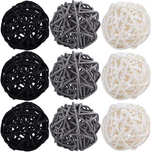 STMK 9 Pcs 3 Inch Wicker Balls Decorations, Rattan Balls Decorative for Home Decor DIY Vase Bowl Filler Ornament Baby…