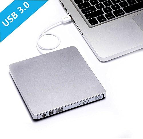 External USB 3.0 Portable CD/DVDRW,Super Speed External DVD Drive Optical CD+/-RW DVD +/-RW Superdrive with Built-in USB 3.0 Cable for Apple Macbook Pro Air iMAC and Windows PC other Laptops/Desktops