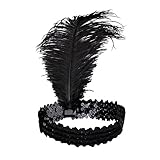Zivyes 20s Gatsby Flapper Headband Feather Accessories Sequin Headband Art Deco Party Accessory (black)