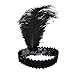 Zivyes 20s Gatsby Flapper Headband Feather Accessories Sequin Headband Art Deco Party Accessory (black)
