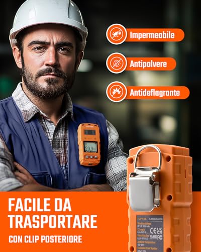 TopTes Guard-756 Upgraded O2 Monitor, Portable Oxygen Detector, 0.5s Response, Rechargeable, Vibration Alarms, Visual & Sound Alarms, Dust and Explosion Resistant for Work and Home