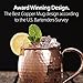 Coppermania Moscow Mule 100% Pure Copper Mugs Set Of 2 - 16 Oz Each Cup (Handcrafted, Hammered, Unlined, Solid) & 3 Exciting Party Face Mats