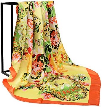 HanHe Women's Large Satin Square Scarf Silk Feeling Hair 40x 40 inches (color (100cm) 99)