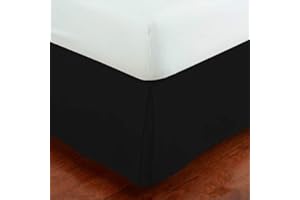 Linen Plus Luxury Tailored Bed Skirt 14" Drop Pleated Styling Dust Ruffled Solid New (Black, Queen)
