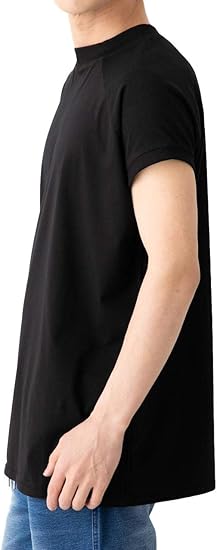 Amazon スリーピングシープ 定番アイテムはシルエットで決まる メンズ ラグラン 半袖tシャツ モックネック カットソー フレンチスリーブ おしゃれ インナー Uネック ラウンドネック アクティブシャツ Tシャツ 通販