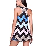 Women's Racerback Print Zig-Zag Tank Top Loose Sleeveless Shirt