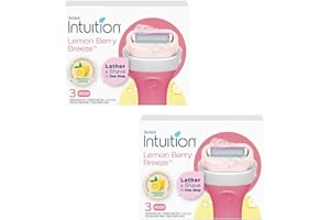 LJJ Shicks Intuition Razor Refill Cartriges for Woman 3 Ct, Lemon Berry Breeze (2 Pack)