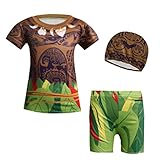 WNQY Moana Maui Boys 2-Piece Summer Swimsuit Cartoon Child Swimwear with Hat (As Picture,100/3-4Y)