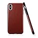 technext020 for iPhone Xs Brown Leather Case, for iPhone X Case, Ultra Slim Fit iPhone 10 Artificial PU Synthetic Leather Cover Shock Resistance Protective for Apple iPhone X Brown