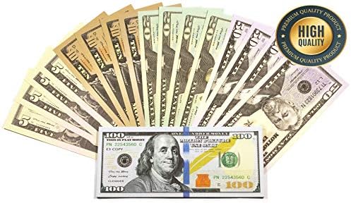 CLEXAVER Play Money Prop Dollars - Premium Quality - Full Print 2 Sided - 100 pcs - COPY - Looks Like Real Money for Photo - Video, Board games