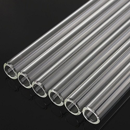 LifeMods Durable Shatterproof Premium Glass Straws , Clear Straight with Cleaning Brush , 6 Piece